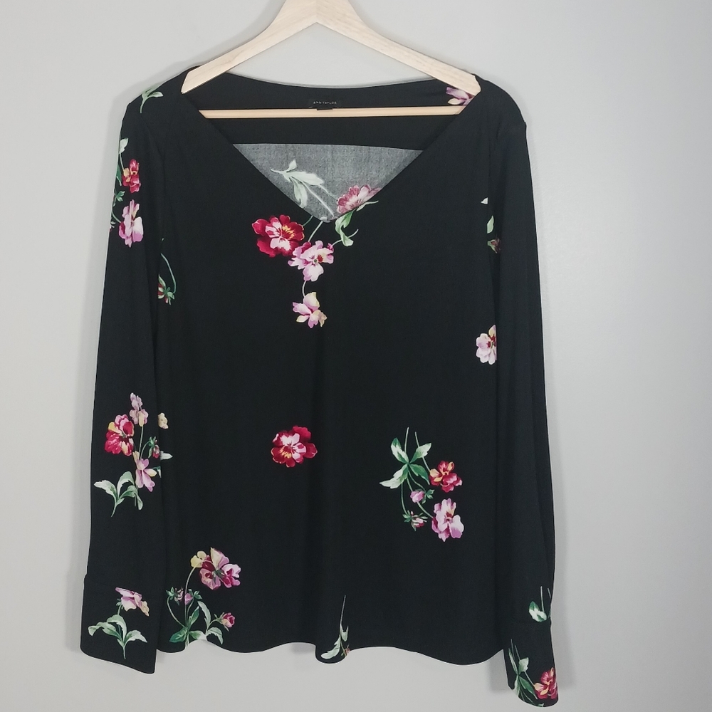Ann Taylor Floral Stretch Cottagecore Women's Blouse Size L